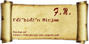 Fábián Mirjam névjegykártya